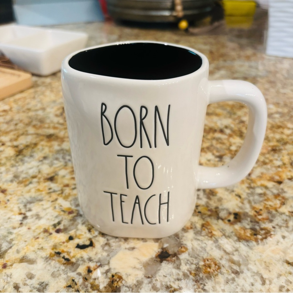Rae Dunn Artisan Collection ceramic White Mug “Born to Teach”